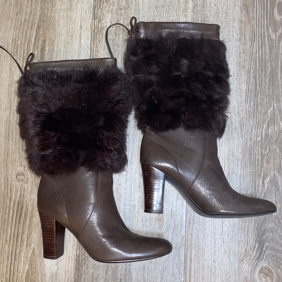 Calvin Klein Micky Furry Leather Boots - Picture 1 of 11